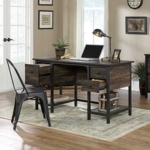 Sauder Steel River Small Computer Desk, Carbon Oak Finish