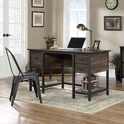 Sauder Steel River Small Computer Desk, Carbon Oak Finish