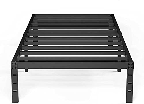 Tooyyer Metal Twin Size Bed Frame 18inch High 3000 lbs Heavy Duty Steel Slat Mattress Support Easy to Assembly No Box Spring Needed Non-Slip Support Noise Free Bed Twin