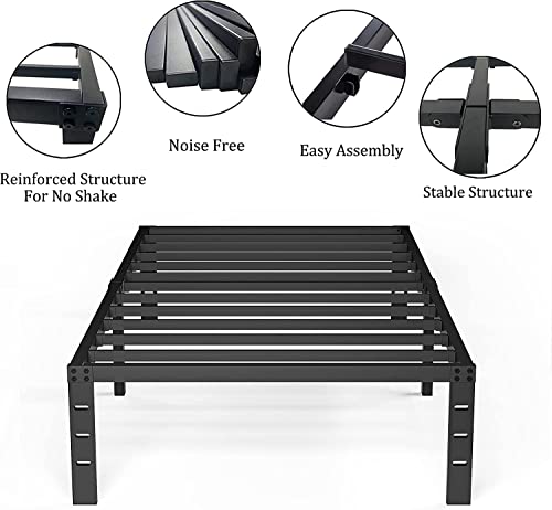 Tooyyer Metal Twin Size Bed Frame 18inch High 3000 lbs Heavy Duty Steel Slat Mattress Support Easy to Assembly No Box Spring Needed Non-Slip Support Noise Free Bed Twin