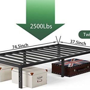 Tooyyer Metal Twin Size Bed Frame 18inch High 3000 lbs Heavy Duty Steel Slat Mattress Support Easy to Assembly No Box Spring Needed Non-Slip Support Noise Free Bed Twin