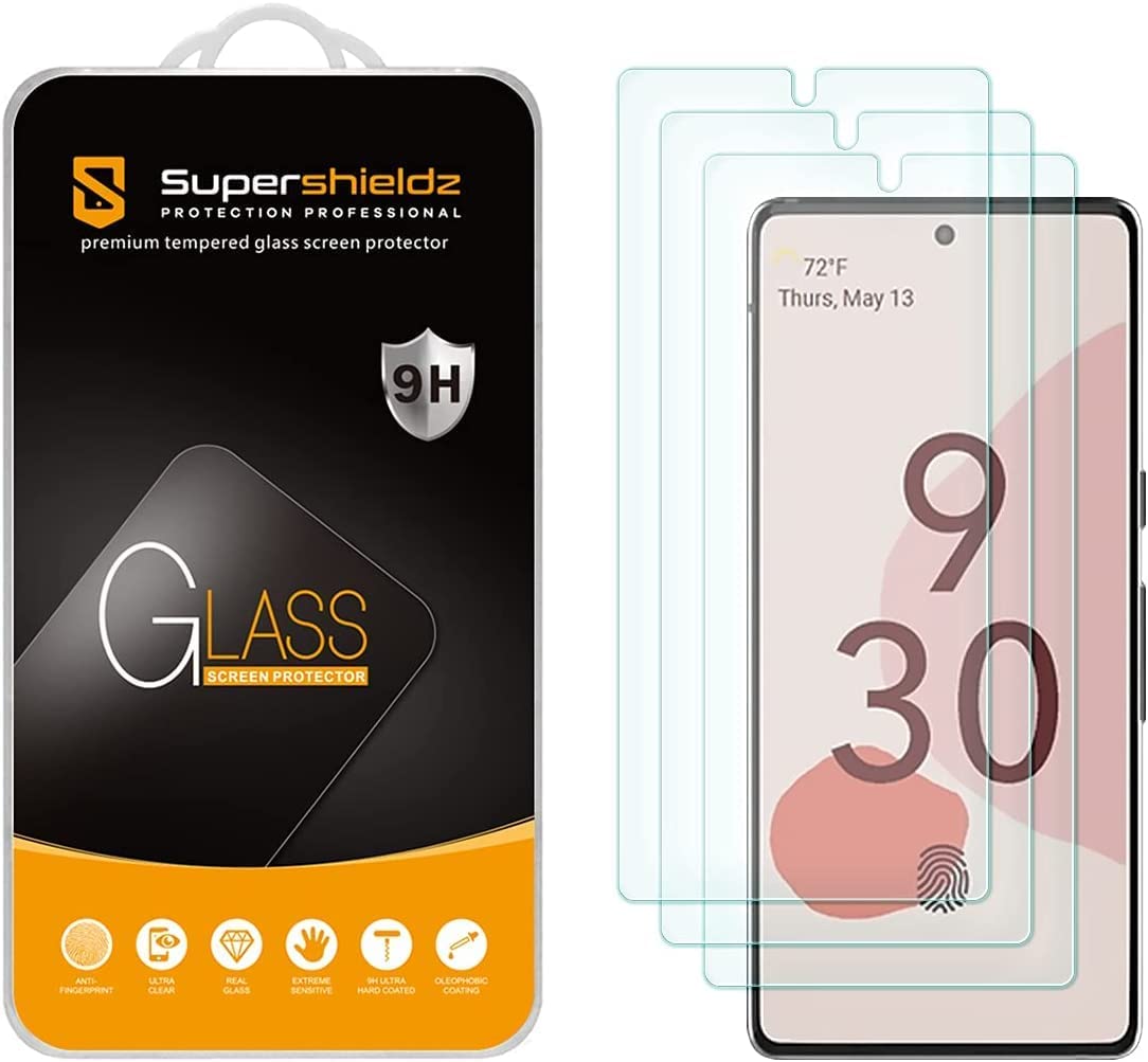 (3 Pack) Supershieldz Designed for Google Pixel 6 Tempered Glass Screen Protector, Anti Scratch, Bubble Free