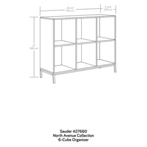 Sauder North Avenue White 6-Cube Cubby Organizer Bookcase, White Finish