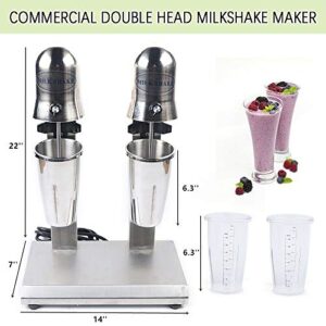 Milkshake Maker 560W Electric Milkshake Machine Drink Mixer Smoothie Maker Blender, 14000RPM, 22 oz, Commercial Home Use (Double Head, 560W)