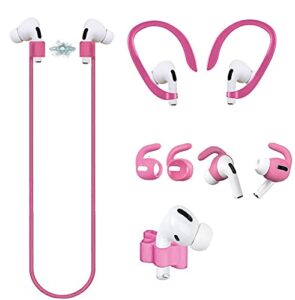 loirtlluy 4 in 1 anti-lost accessories for airpods pro, airpods pro strap magnetic cord, ear hooks and covers compatible with airpod pro, watch band holder, pink