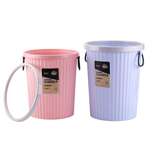 Amosfun Round Shape Garbage Can Plastic Trash Wastebin with Pressing Circle Waste Bag Organizer- Size S (Purple) Decorations for Home