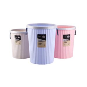 Amosfun Round Shape Garbage Can Plastic Trash Wastebin with Pressing Circle Waste Bag Organizer- Size S (Purple) Decorations for Home