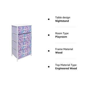 Sorbus Dresser Storage Tower, Organizer Drawers For Closet Boys & Girls Bedroom Bedside Furniture, Chest for Home, College Dorm, Steel Frame, Wood Top, Tie-dye Fabric Bins (4-Drawer, Blue/Pink/Purple)