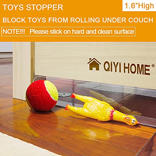 QIYIHOME 10-Pack Toy Blocker, Gap Bumper for Under Furniture, BPA Free Safe PVC with Strong Adhesive, Stop Things Going Under Sofa Couch or Bed, Easy to Install 1.6" Height