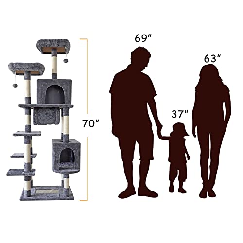 Confote 70" Multi-Level Cat Tree XXL Tall Play House Climber Activity Centre Tower with Scratching Posts for Kittens & Large Cats