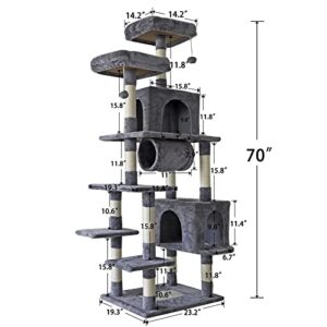 Confote 70" Multi-Level Cat Tree XXL Tall Play House Climber Activity Centre Tower with Scratching Posts for Kittens & Large Cats