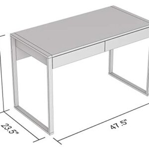 Safdie & Co. Computer Desk 47inch for Home Office and Small Spaces with 2 Drawers Dark Taupe with Black Metal. Ideal for Writing, Gaming, Study, Work from Home.