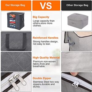 Clothing Storage Bag,3 Pack Large Capacity Clothes Storage Bag Organizer with Reinforced Handle Thick Fabric for Comforters,Storage Bin Blankets,Bedding,Foldable with Sturdy Zipper,Clear Window, 90L,Grey