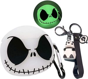 ccxnas compatible airpods pro case cover with keychain, luminous skull case compatible with airpods pro cases, cute funny anime case for airpods pro