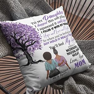 Artgearify Personalized to My Daughter, I Hugged This Soft Pillow, Customize Your Clothes Hair Names, Mom to Daughter Pillow, Decorative Throw Pillows (14" x 14")