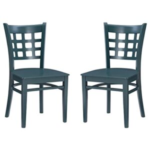 linon portis dark green modern dining side chair set of 2