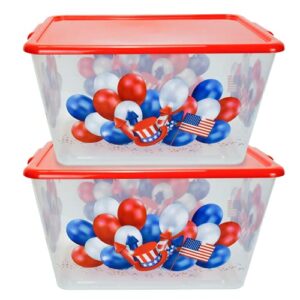 simplykleen 14.5-gal. reusable stacking plastic storage containers with lids, usa 4th of july (pack of 2) made in the usa
