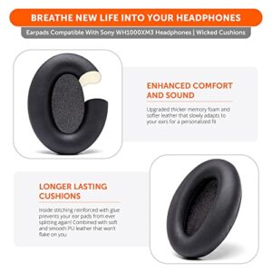 WC Wicked Cushions Extra Thick Replacement Earpads Compatible with Sony WH-1000XM3 Headphones - Black