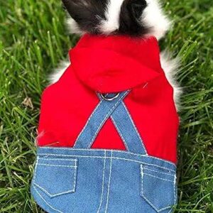 Anelekor Small Pet Costume Rabbit Clothes Ferret Hoodies Sweatshirt Bunny Vest Harness and Leash Set Kitten Sweater Small Animals Outfits for Chihuahua Kitty Mini Dog and Small Breeds (A, S)