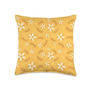 pioneer country farm for woman pioneer country farm vintage floral marigold yellow throw pillow, 16x16, multicolor