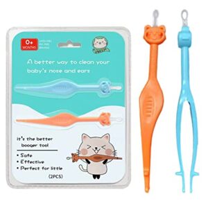 Two Pack 3 in 1 Baby Nose and Ear Gadget, Safe Baby Booger Remover, Nose Cleaning Tweezers, Nose Cleaner for Baby Infants and Toddlers, Dual Earwax and Snot Removal Baby Must Have Items