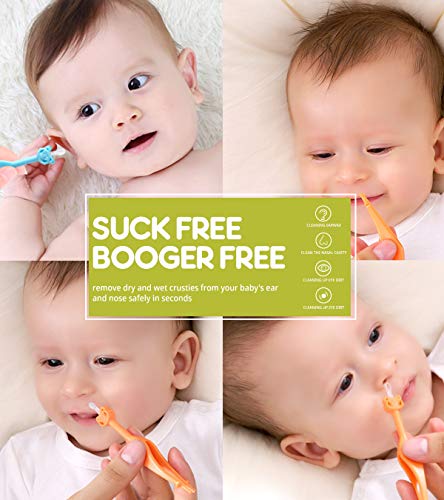 Two Pack 3 in 1 Baby Nose and Ear Gadget, Safe Baby Booger Remover, Nose Cleaning Tweezers, Nose Cleaner for Baby Infants and Toddlers, Dual Earwax and Snot Removal Baby Must Have Items