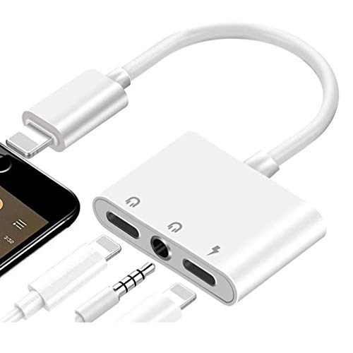 Headphone Adapter Compatible for iPhone iPad 3.5mm Headphone Audio Jack Splitter with Charging Port