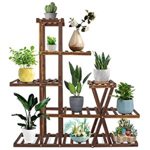 umeija plant stand for indoor plants outdoor wooden tiered plant shelf 6 tier 13 potted multiple plants large flower stands gardening pots accessories fit patio balcony living room bedroom