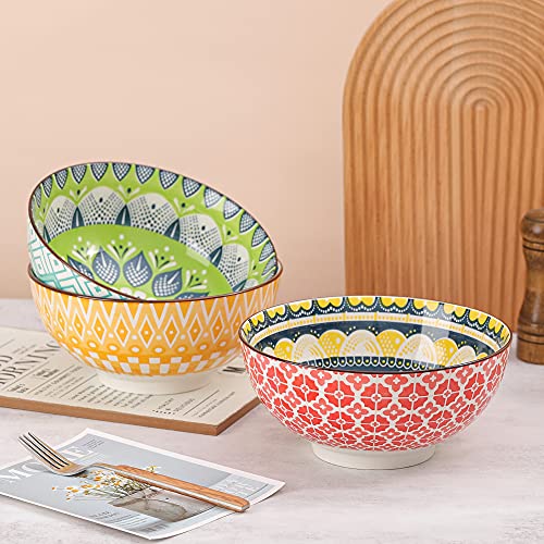 AHX Porcelain Large Serving Bowls - Salad Soup Noodle Ramen Bowls - Big Cereal Pasta Bowl Set - 3 Pack Large Capacity Ceramic Bowl sets -Microwave & Dishwasher Safe - 8inch（57oz/1.8 Quart