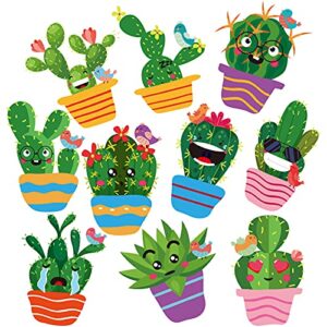50 pieces cactus cutouts cactus theme bulletin board decoration prickly cactus party cutout green cactus paper-cut with glue point dot for fiesta classroom bulletin board wall holiday party decoration