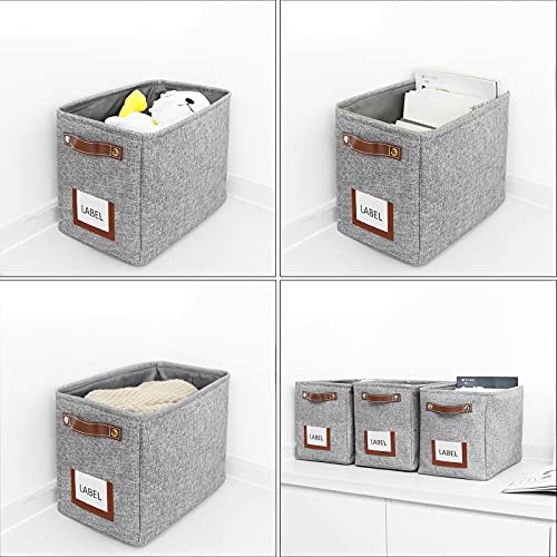 homwarmy Set of 3 Large Storage Baskets Clothes Organizing Baskets for Shelves Storage Bins with Labels, 15.7 x 11 x 9.8'' Collapsible Rectangular Linen Storage Baskets for Kids & Dog Toys