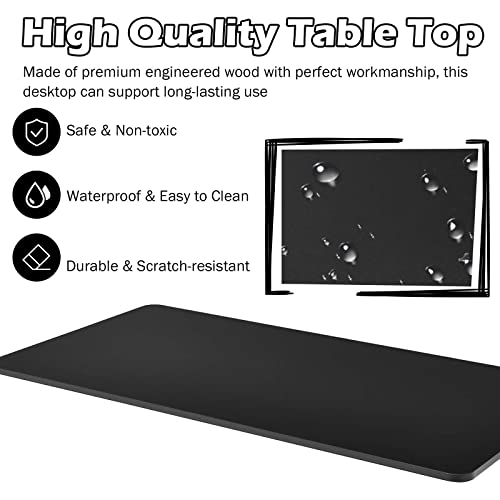 Tangkula 55 x 28 Inches Universal Relevance Table Top, Solid One-Piece Wooden Desktop for Height Adjustable Electric Standing Desk Frame, Rectangular Countertop for Stand Up Desk (Black)