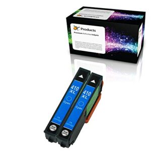 ocproducts remanufactured ink cartridge replacement for epson 410 410xl for expression xp-630 xp-830 xp-530 xp-635 xp-640 printers (2 cyan) t410xlc2pk