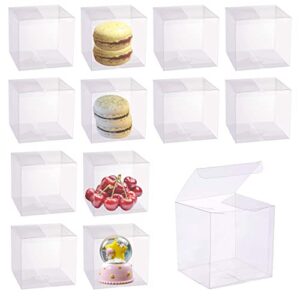 ggoupty 30 pcs clear candy box 2"x 2"x 2" favor gift boxes transparent plastic cube boxes for cupcakes christmas wedding party