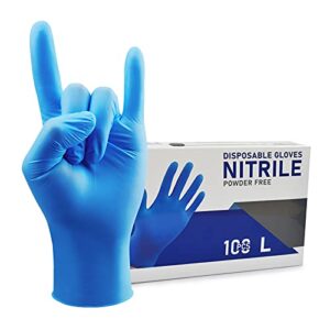 wostar nitrile disposable gloves large powder free 4mil 100 pcs latex free dark blue exam disposable gloves
