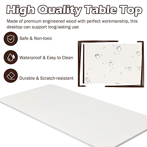 Tangkula 55 x 28 Inches Universal Relevance Table Top, Solid 1 Piece Wooden Desktop for Height Adjustable Electric Standing Desk Frame, Rectangular Countertop for Stand Up Desk (White)