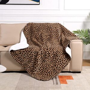 SOCHOW Premium Thick Sherpa Fleece Throw Blanket, Soft and Warm Winter Blanket, 60 × 80 Inches, Brown Leopard