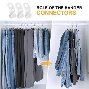 ESEOE Pants Hangers, Space Saving Skirt Hangers with Adjustable Clips & Multi Clothes Hanger Connector Hooks, 20 Pack Heavy Duty Ultra Thin Hangers for Adult Kids