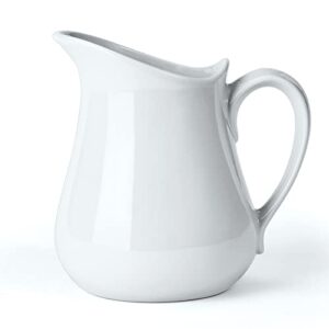 yedio porcelain milk creamer pitcher with handle, 17 ounce white porcelain creamer pitcher for coffee and tea