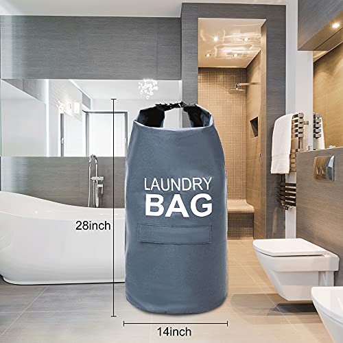 Ansamly Laundry Bag Backpack with Adjustable Shoulder Straps and Pocket,Suitable for Dorm Room Essentials,Portable Heavy Duty 71L Clothes Hamper for College,Travel, Laundromat,Apartment,Dark Grey