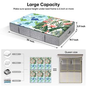 BALEINE 2 Pack Underbed Storage Bags with Zippers, Clear Top and Reinforced Handles to Organize Clothes, Comforters, Shoes and Gift Wrapping Paper, Soft Sidewall