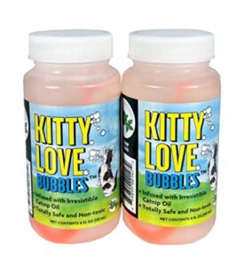 kitty love bubbles: 2 pack 4oz bottles of catnip scent bubbles for cats, non-toxic and allergen-free, bring out your cat's inner hunter with hours of fun and exercise
