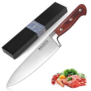 bolesta chef knife, super sharp chef's knife, 8 inch professional kitchen knife,german high carbon stainless steel cutting meat knives, safflower pear handle with gift box