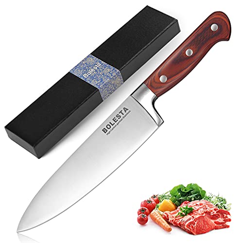 BOLESTA Chef Knife, Super Sharp Chef's Knife, 8 inch Professional Kitchen Knife,German High Carbon Stainless Steel Cutting Meat Knives, Safflower Pear Handle with Gift Box