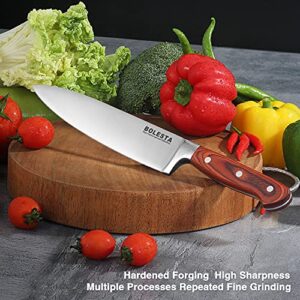 BOLESTA Chef Knife, Super Sharp Chef's Knife, 8 inch Professional Kitchen Knife,German High Carbon Stainless Steel Cutting Meat Knives, Safflower Pear Handle with Gift Box