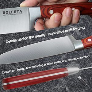 BOLESTA Chef Knife, Super Sharp Chef's Knife, 8 inch Professional Kitchen Knife,German High Carbon Stainless Steel Cutting Meat Knives, Safflower Pear Handle with Gift Box