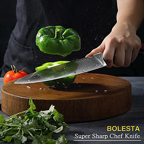 BOLESTA Chef Knife, Super Sharp Chef's Knife, 8 inch Professional Kitchen Knife,German High Carbon Stainless Steel Cutting Meat Knives, Safflower Pear Handle with Gift Box