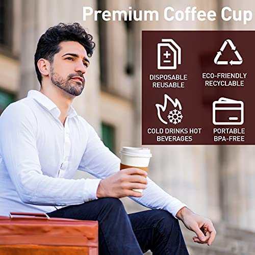 [100 Pack] 12 oz Paper Coffee Cups, Disposable Paper Coffee Cup with Lids, Sleeves, and Stirrers, Hot/Cold Beverage Drinking Cup for Water, Juice, Coffee or Tea, Suitable for Home, Shops and Cafes