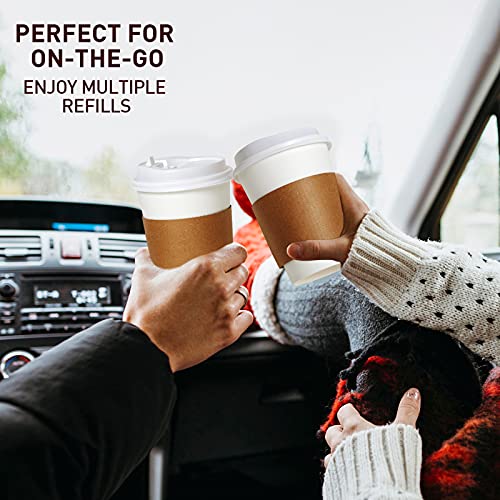 [100 Pack] 12 oz Paper Coffee Cups, Disposable Paper Coffee Cup with Lids, Sleeves, and Stirrers, Hot/Cold Beverage Drinking Cup for Water, Juice, Coffee or Tea, Suitable for Home, Shops and Cafes