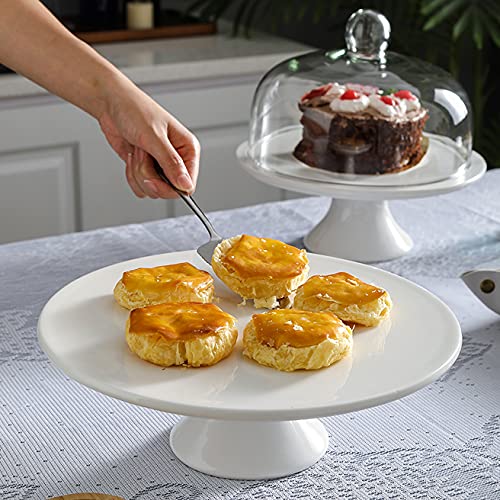 Kingrol 10 Inch Porcelain Cake Stand, Pastry Serving Tray for Snacks Desserts Cookies Cupcakes, Easter Christmas Wedding Home Decor